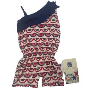 Kickee Pants Patriotic One Shoulder Romper Bamboo 12-18 Months NWT